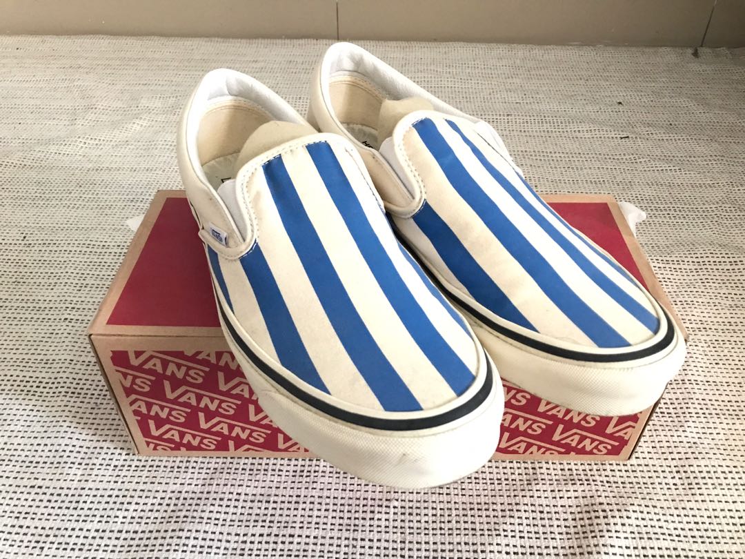 Pinstripe vans slip ons discount