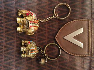 Vintage lucky elephant keychains with bell charms