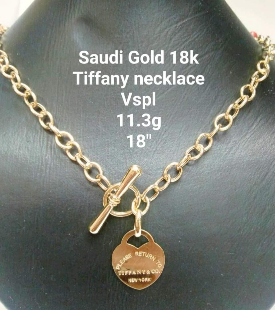 18k Saudi Gold Tiffany Lock Necklace & Earrings 🔓❤️