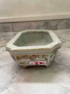 Antique Porcelain Painted Flower Pot