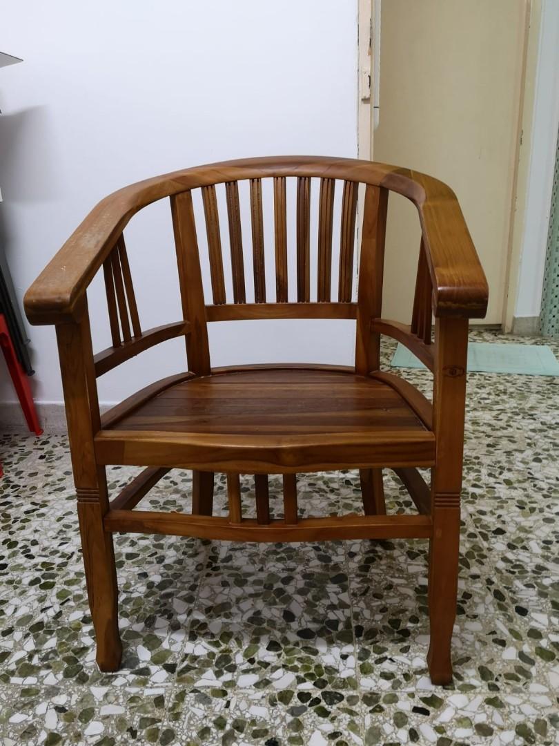 Antique Solid Wooden Wide Back Arm Chair, Furniture & Home Living,  Furniture, Chairs On Carousell