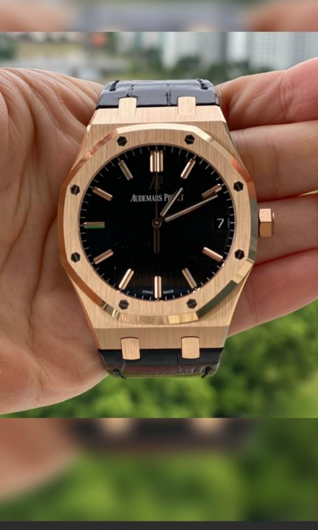Audemars Piguet Royal Oak Rose Gold Leather strap 15500OR, Luxury