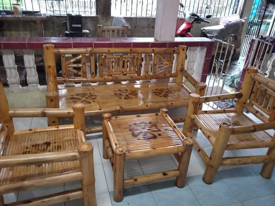 Bamboo sofa set, Furniture & Home Living, Furniture, Sofas on Carousell