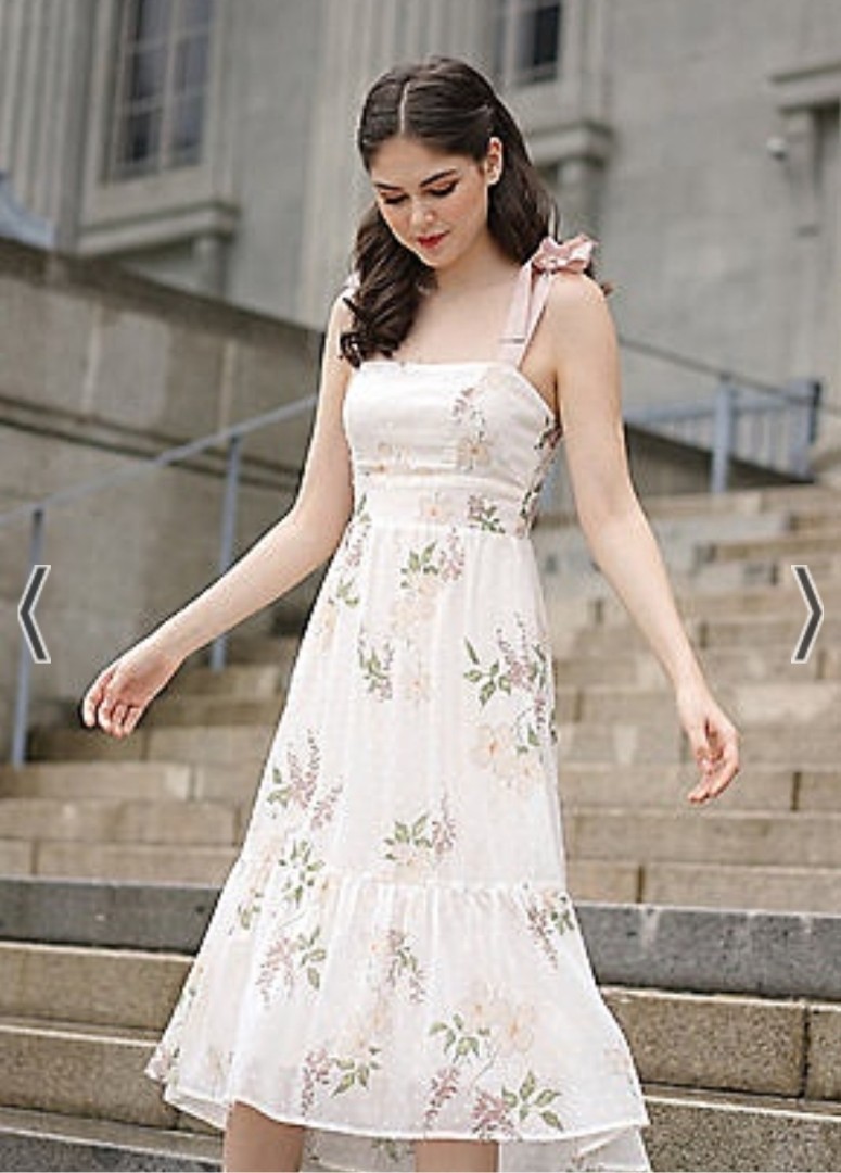 Ribbon tie shoulder dress outlet