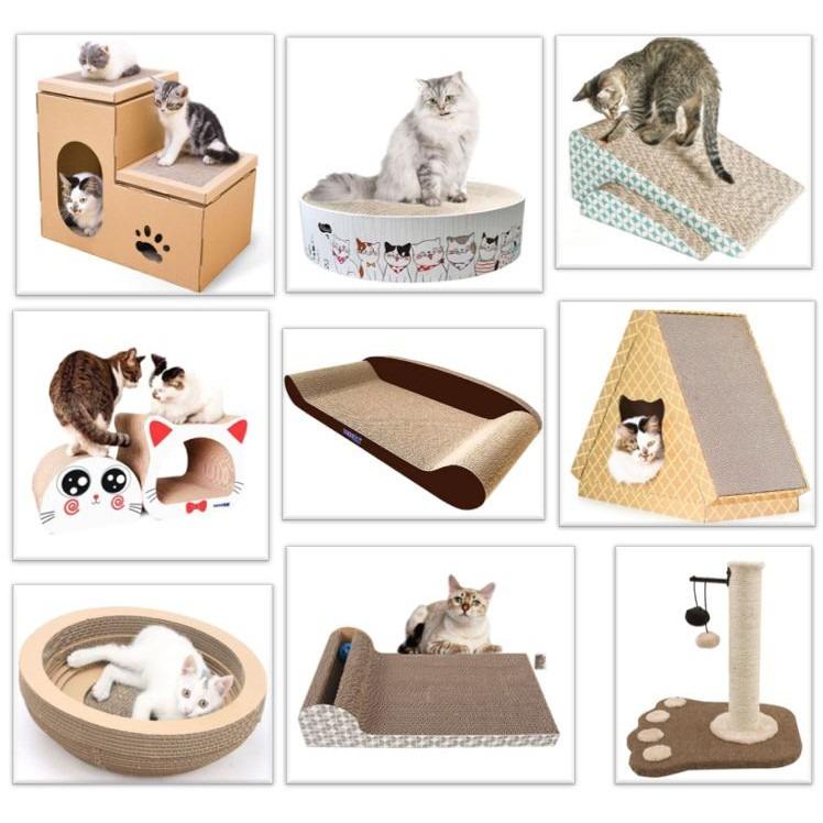 Foldable Corrugated Paper Cat Scratcher Cat Claws Board Kitten Scratching Pad Lounge Nest With Cat Mint and Ball Cat Scratching Board