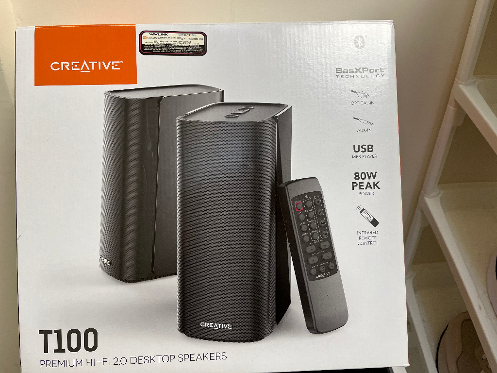 Creative T100 Compact Hi-Fi 2.0 Desktop Speakers, 音響器材