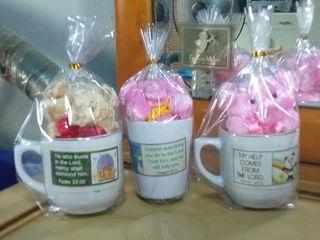 CUTE MUGS  ( BUNDLE OF 3 )  WITH MINI STUFF TOYS AND BIBLE VERSES