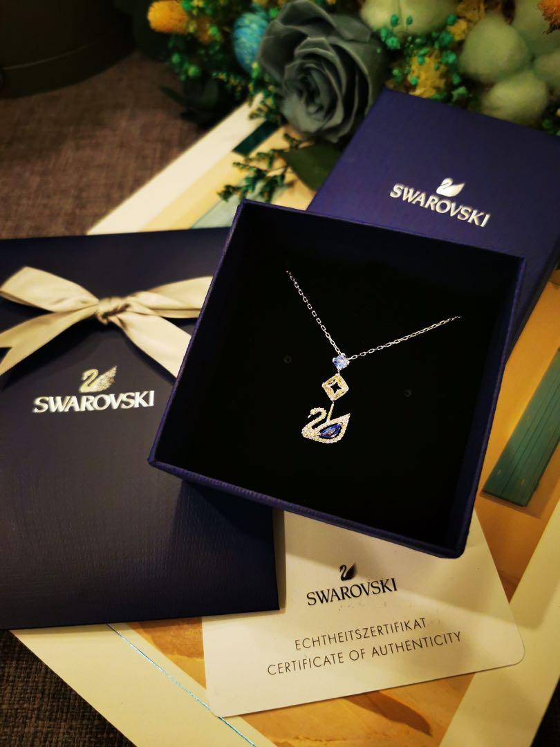 Dazzling Swan Y necklace Swan, Blue 