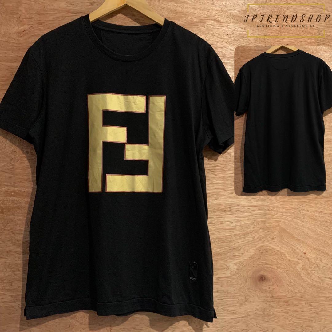 FENDI FF BIG LOGO T SHIRT Black Men s Fashion Tops Sets