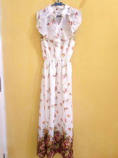 Floral Dress Cream Full Furing
