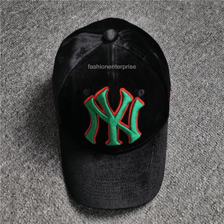Authentic GUCCI Velvet Baseball Cap NY Yankees Black One Size Fits All,  Men's Fashion, Watches & Accessories, Caps & Hats on Carousell