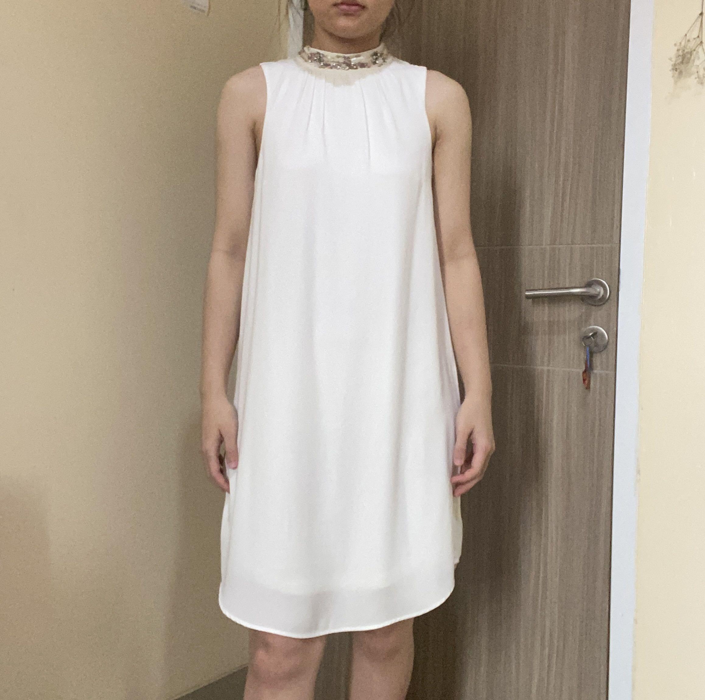 H\u0026M white dress with sparkle, Fesyen 