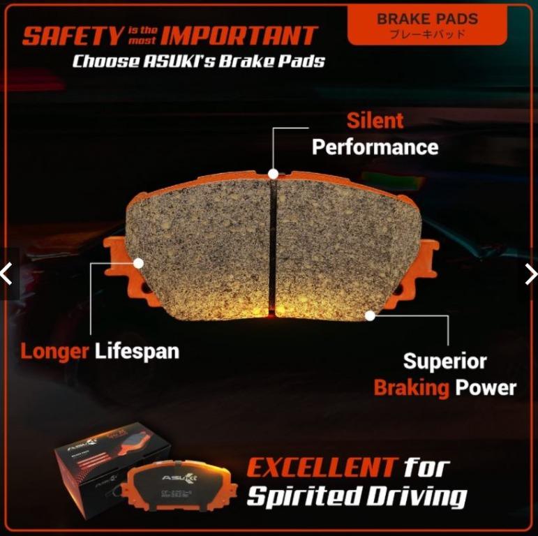 Honda Fit / Jazz GE8 Asuki Orange Ceramic Front Brake Pads, Car Accessories, Accessories on