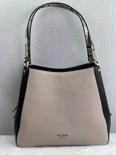 Kate Spade Leila Medium Triple Compartment Shoulder Bag Mix Material in  Natural Multi, Luxury, Bags & Wallets on Carousell