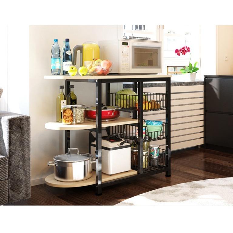Kitchen Storage Racks / Furniture / Wood / Steel Frame / Kitchen Shelf ...