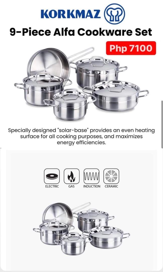 Korkmaz Alfa Stainless Steel Cookware Set 9pcs