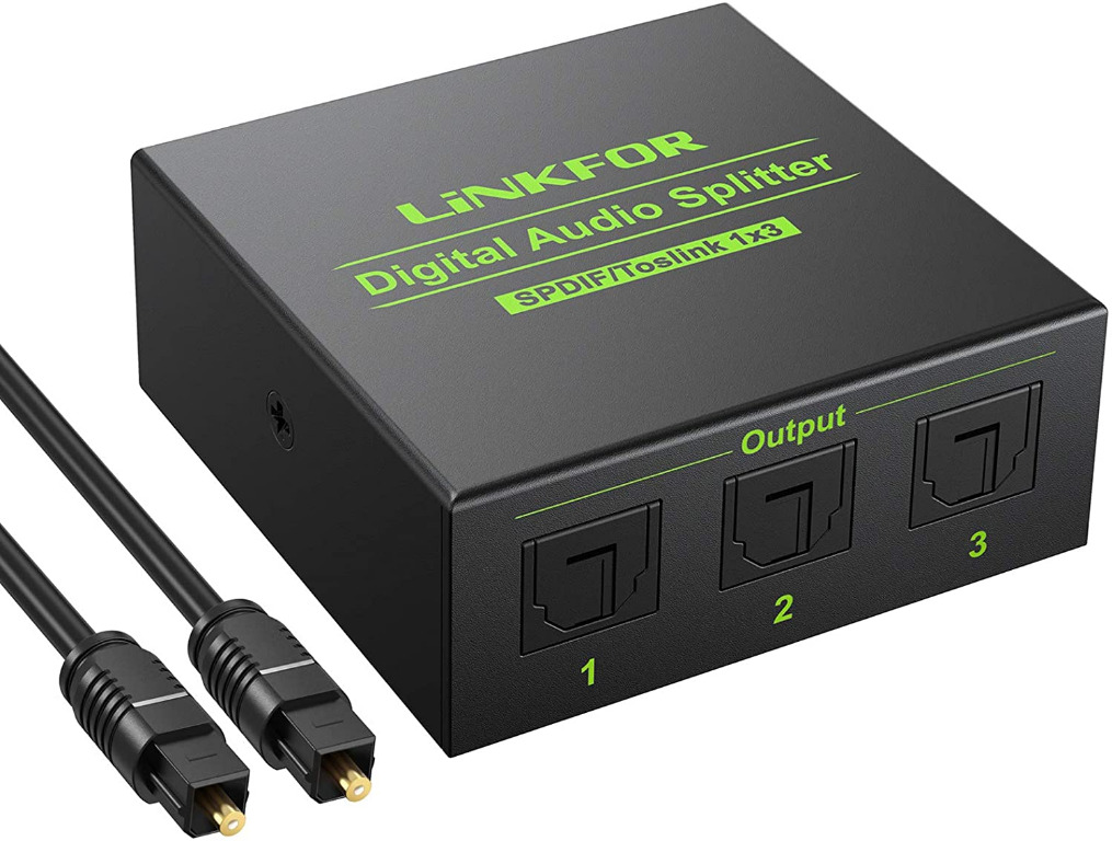 LiNKFOR Optical Audio Splitter 1x3 SPDIF Toslink Optical Splitter with