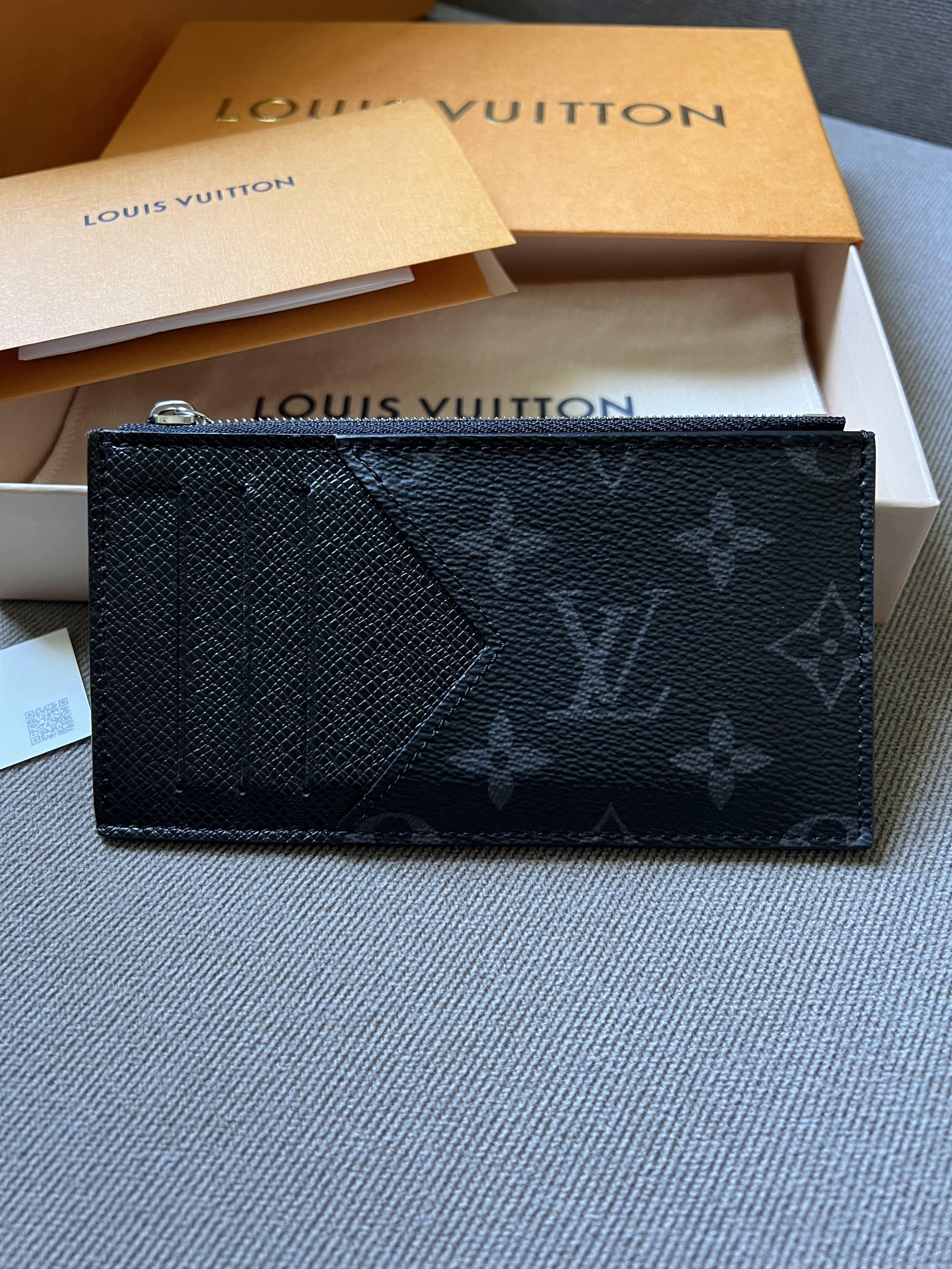 Pre-owned Louis Vuitton Coin Card Holder Monogram Eclipse Lagoon Blue