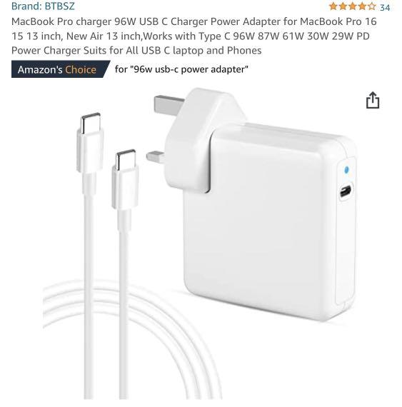 MacBook Pro 61W USB-C Power Adapter Power Supply, Charging Cable Laptop for  MacBook Pro 13 14 15 Inch, Air M1 13 Inch 2020 2019 2018, MacBook 12 Inch