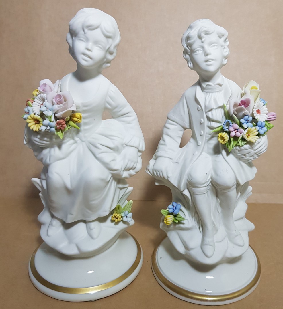 Marcolin Capodemonte Vintage Porcelain Figurines (Boy and Girl) with