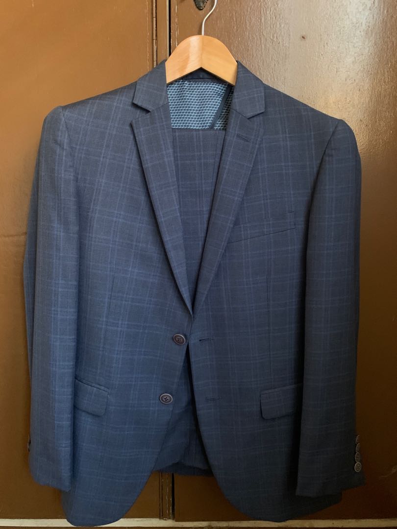 Midnight Blue Checked G200 Suit, Men's Fashion, Coats, Jackets and ...