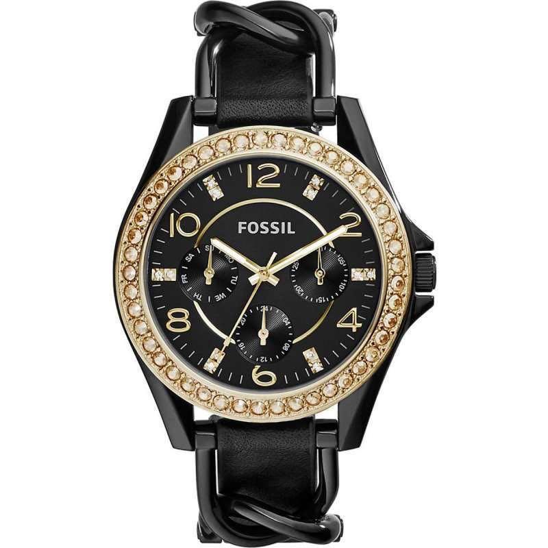 Fossil Watch Black Riley Es3696, Fesyen 