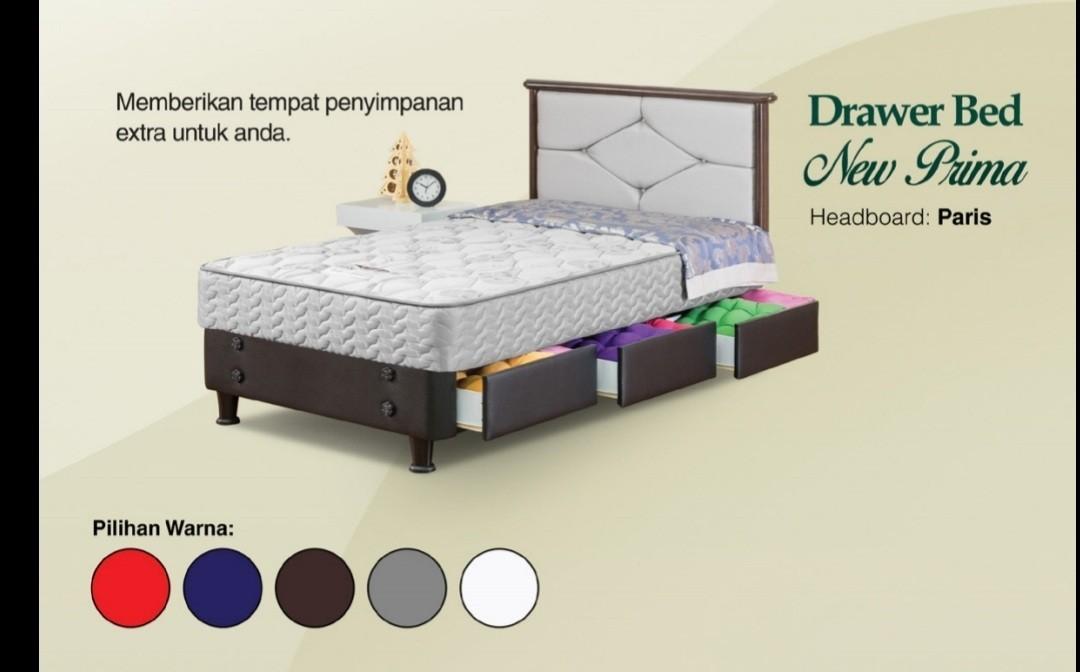 SET Tempat Tidur Laci Drawer Bed Ranjang Kasur Springbed GUHDO 100, Perabotan Rumah