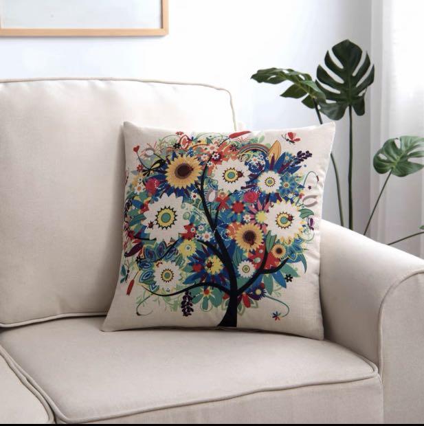 8.8 Sale Sunflower Printed cushion cover Sofa Pillow Floral Cushion Square Large Pillowcase Without Core Throw Home Decor Furniture Home Living Home Decor Cushions Throws on Carousell