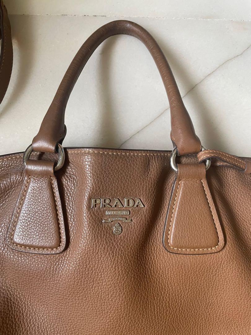 [used]-Authentic PRADA Vitello Phenix BN2419 Leather Tote Bag