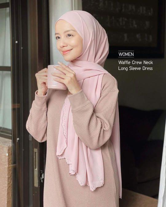 نزيف uniqlo waffle crew neck dress 
