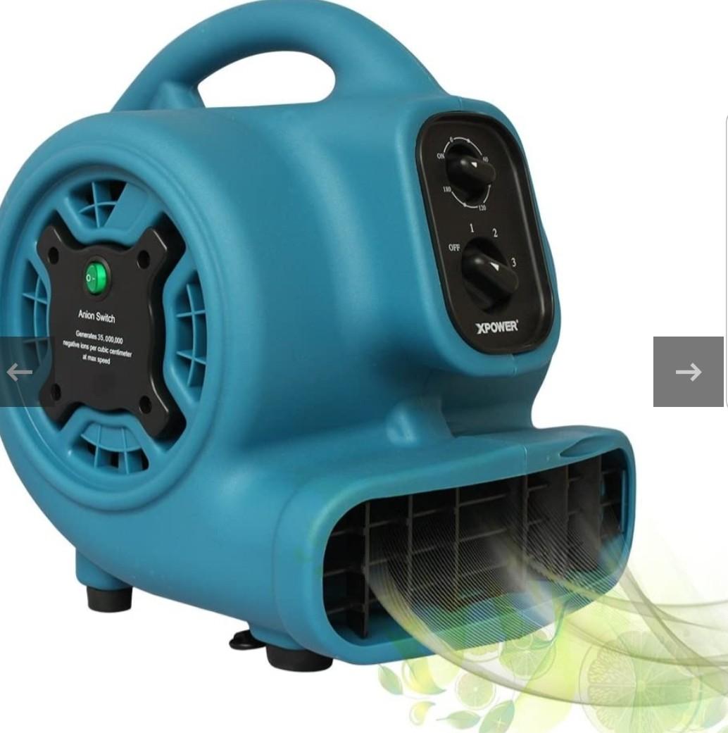 XPOWER Mini Mighty Air Mover Utility Blower Fan with Built-In Power ...