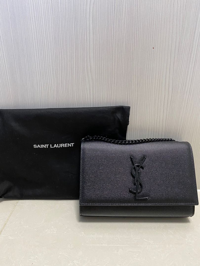 YSL KATE SMALL CHAIN BAG IN GRAIN DE POUDRE EMBOSSED LEATHER( with ...