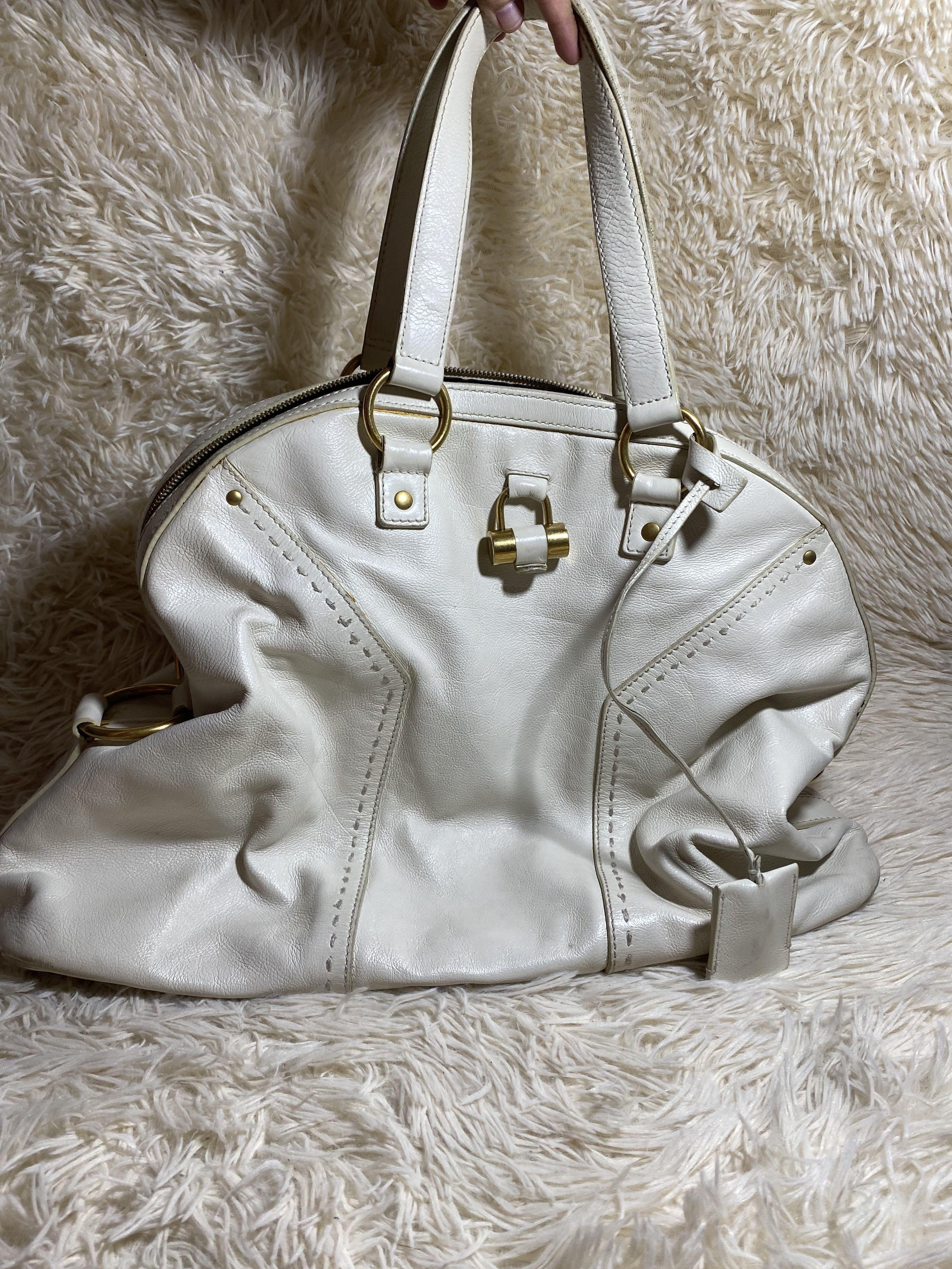 Large white top leather handbags