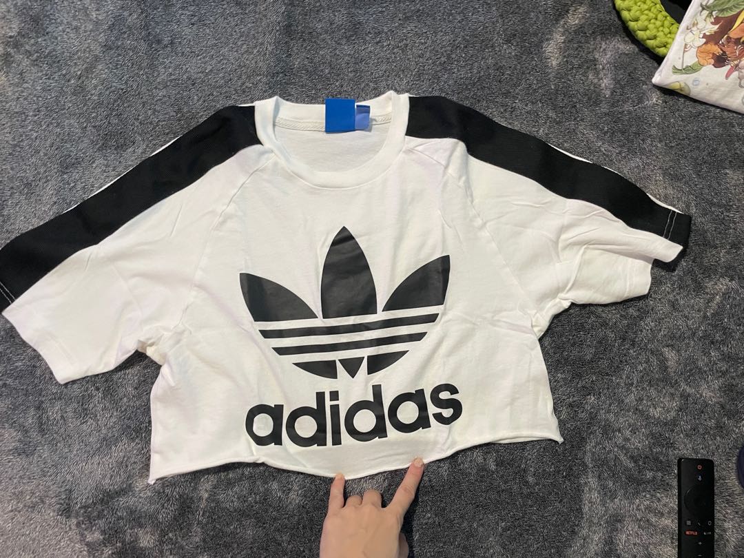 Adidas big logo crop white, Women's 