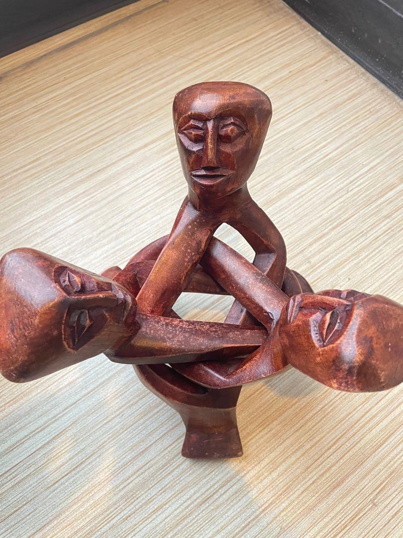 African Unity Hand Carved Wooden Bowl and Stand, Hobbies & Toys ...