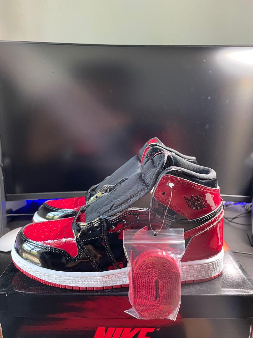 Air Jordan 1 Patent Bred GS, Men's Fashion, Footwear, Sneakers on Carousell