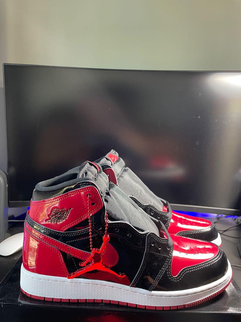 Air Jordan 1 Patent Bred GS, Men's Fashion, Footwear, Sneakers on Carousell
