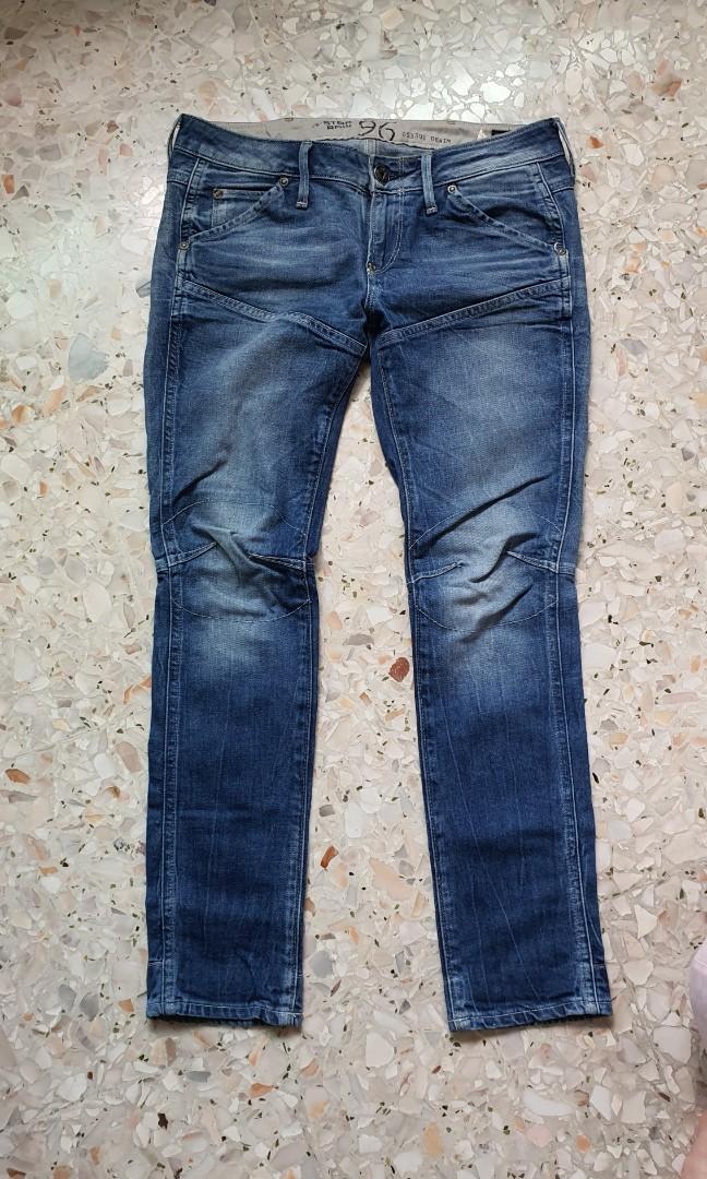 G Star Raw 96 Blue Heritage Embro Tapered Button-Fly Jeans