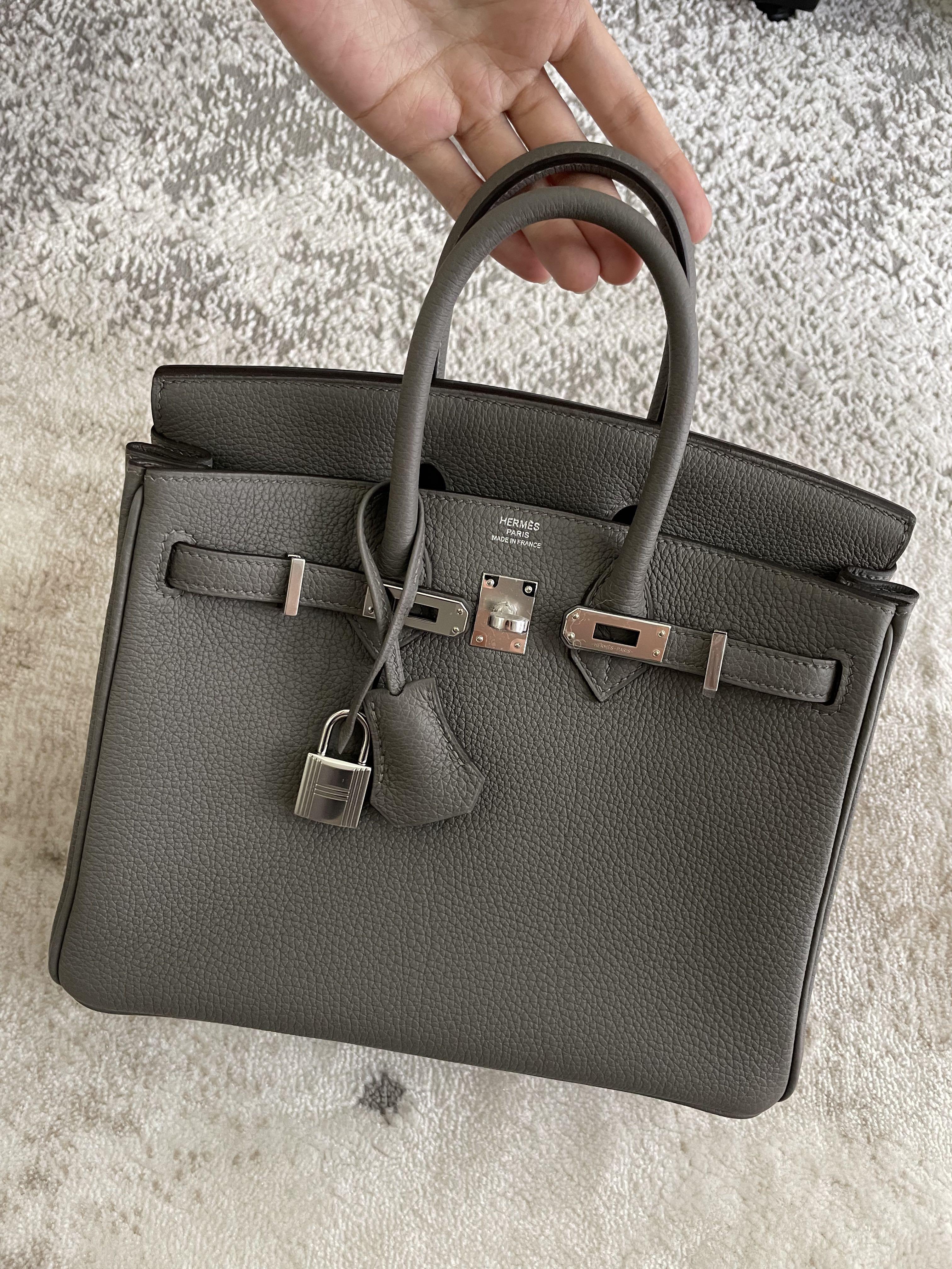 Hermes Birkin 25 Togo Gris Meyer Etain Etoupe Grey, Luxury, Bags ...