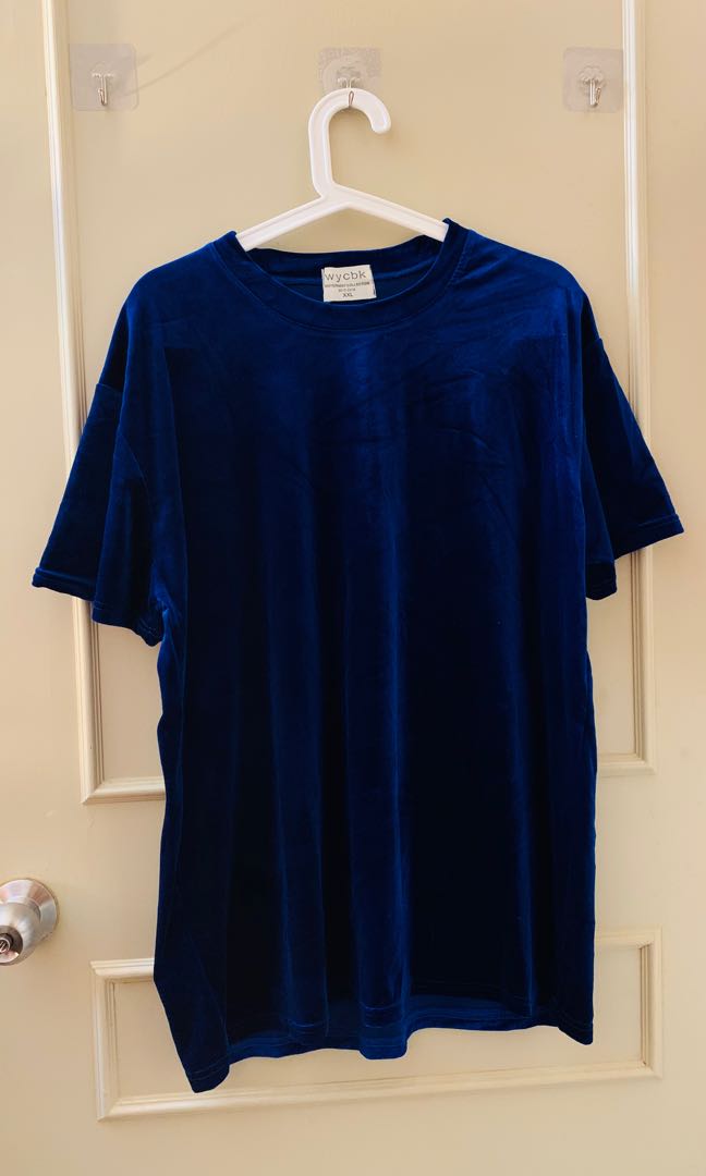 Blue Velvet Shirt, Men's Fashion, Tops 