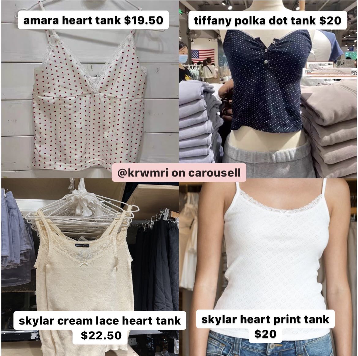 Brandy Melville Skylar Heart Tank, Women's Fashion, Tops