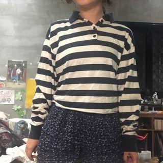 Brandy Melville cropped striped sweater with collar