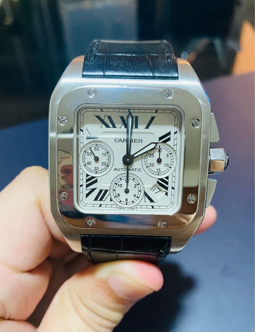 Cartier santos 100 deals xl chronograph strap