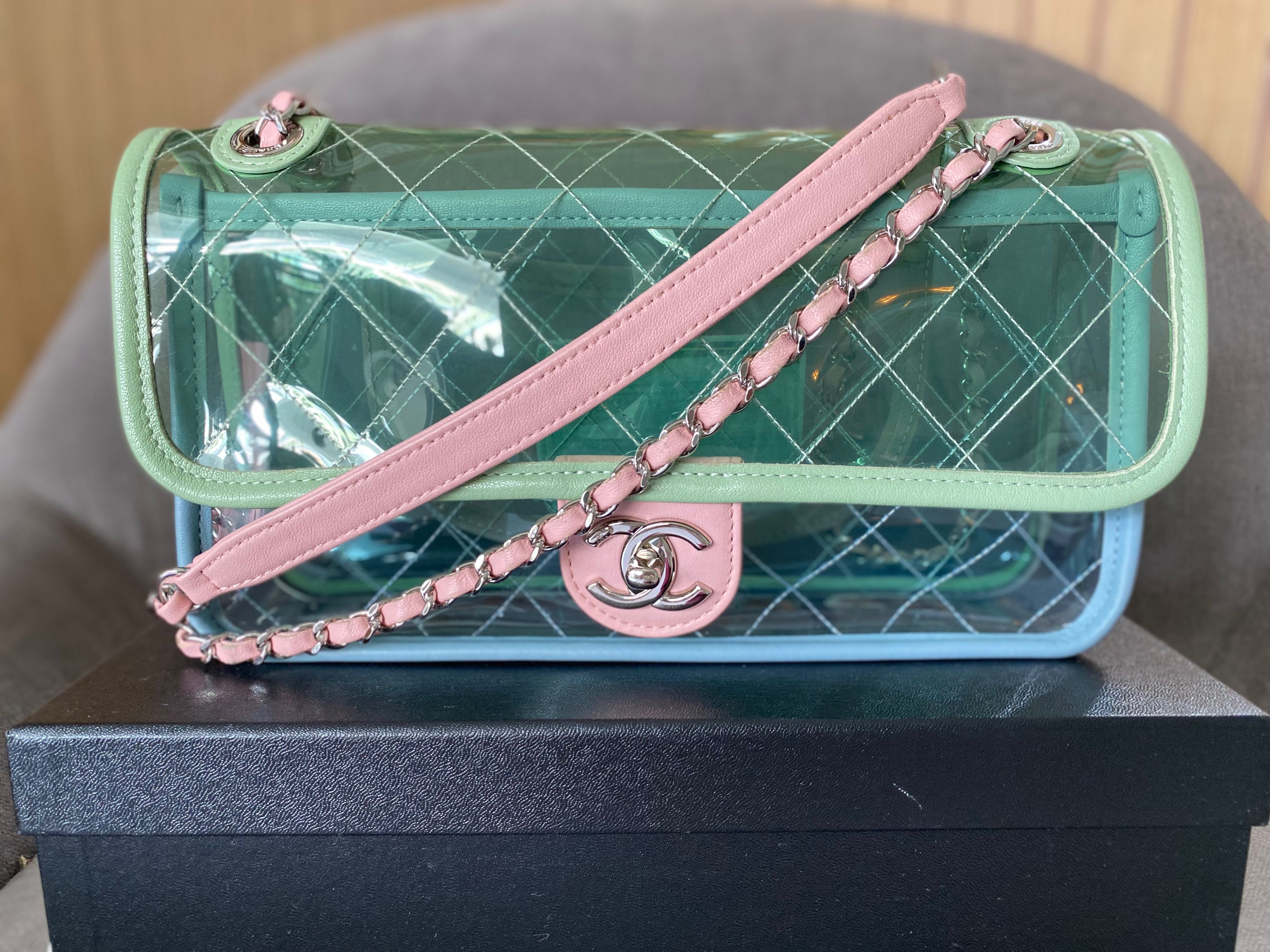 Chanel lambskin PVC green blue pink coco splash