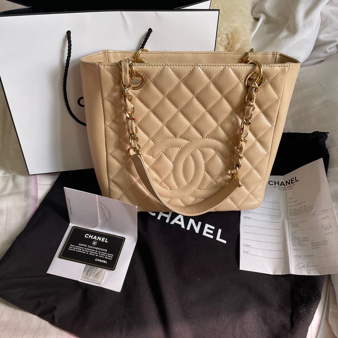 Chanel PST Petit Shopping Bag Caviar beige with gold hardware - the luxury  cabinet