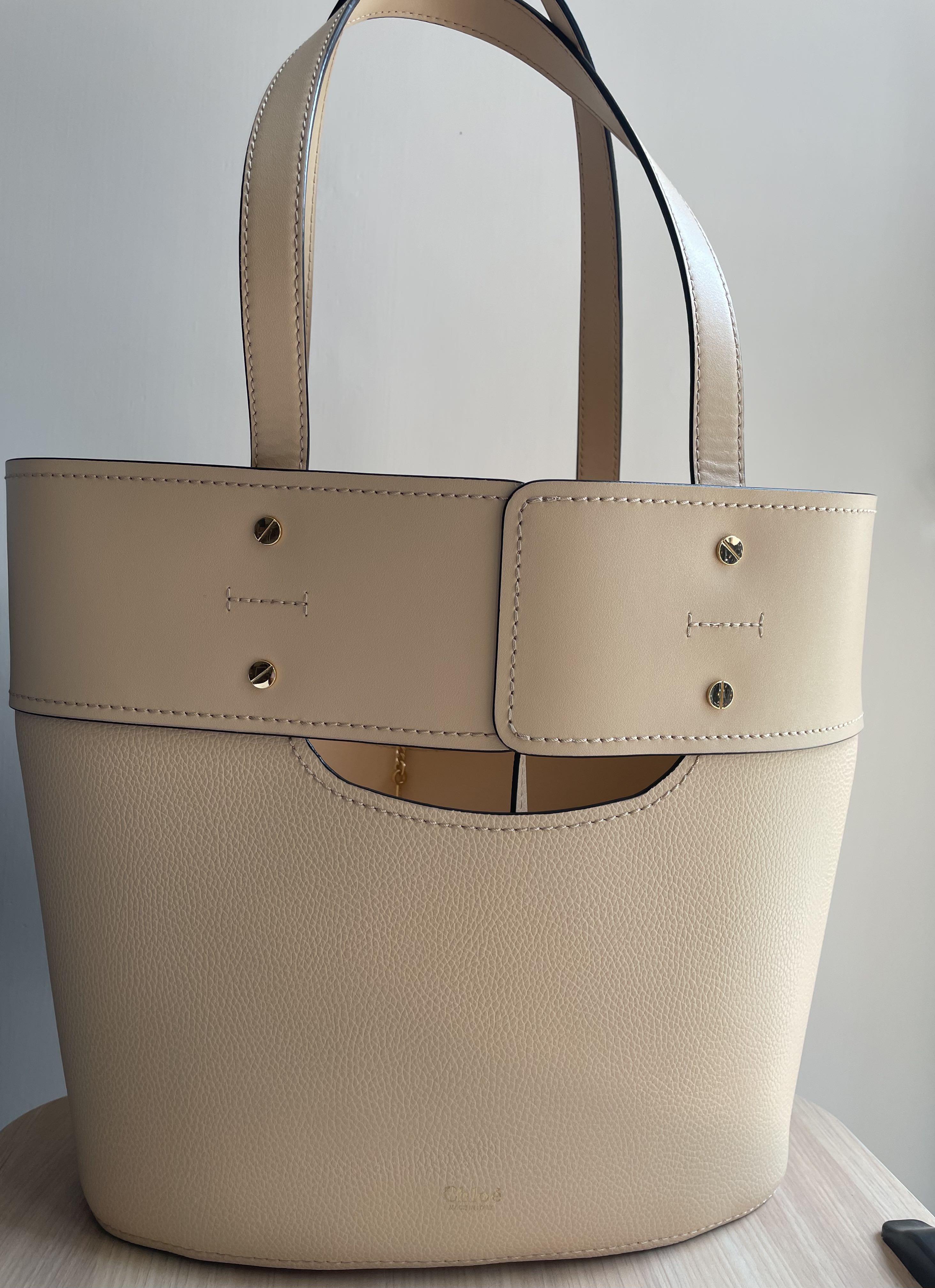 Chloe Aby Tote Bag Wooden Beige in small size