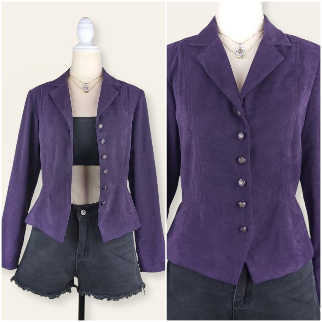 Dark Purple Blazer, Women's Fashion, Coats, Jackets and Outerwear on ...