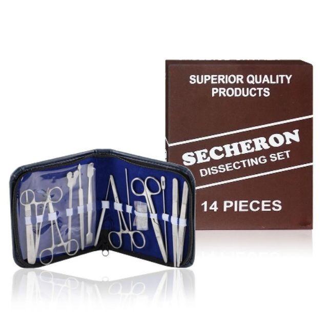 Dissecting Set Secheron 14 Pieces Dissecting Kit (Category: Medical Supplies & Tools) located in Manila. Submitted by theunoshop (Listing ID 1151224661, Image 1). Description: 14 pcs in one set High quality Autoclavable Good for Suturing, Minor procedures, Dissecting Set INCLUSIONS: Scalper Handle Surgical Scissor Needle Holder Thumb Forcep Tissue Forcep Butterfly Chain Hook Flapper Probe Probe Probe Probe Mosquito Forcep (Curve) MosquitoForcep (