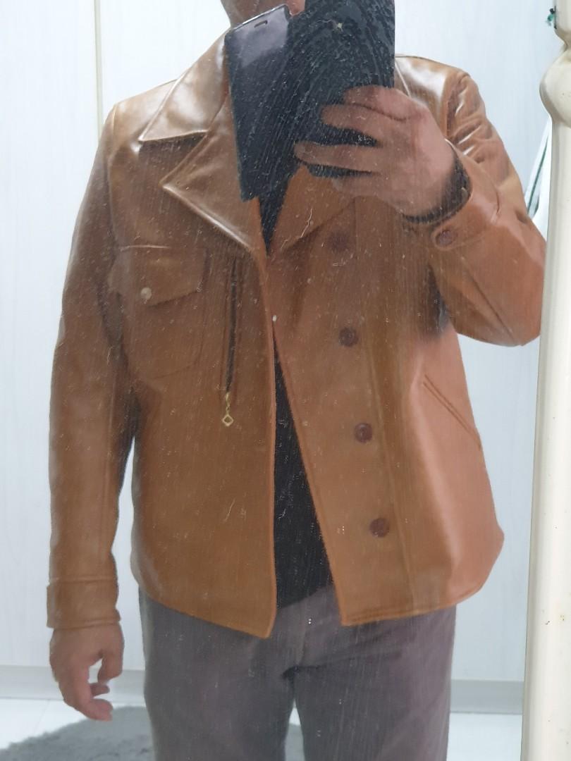 Genuine cowhide sales leather jacket
