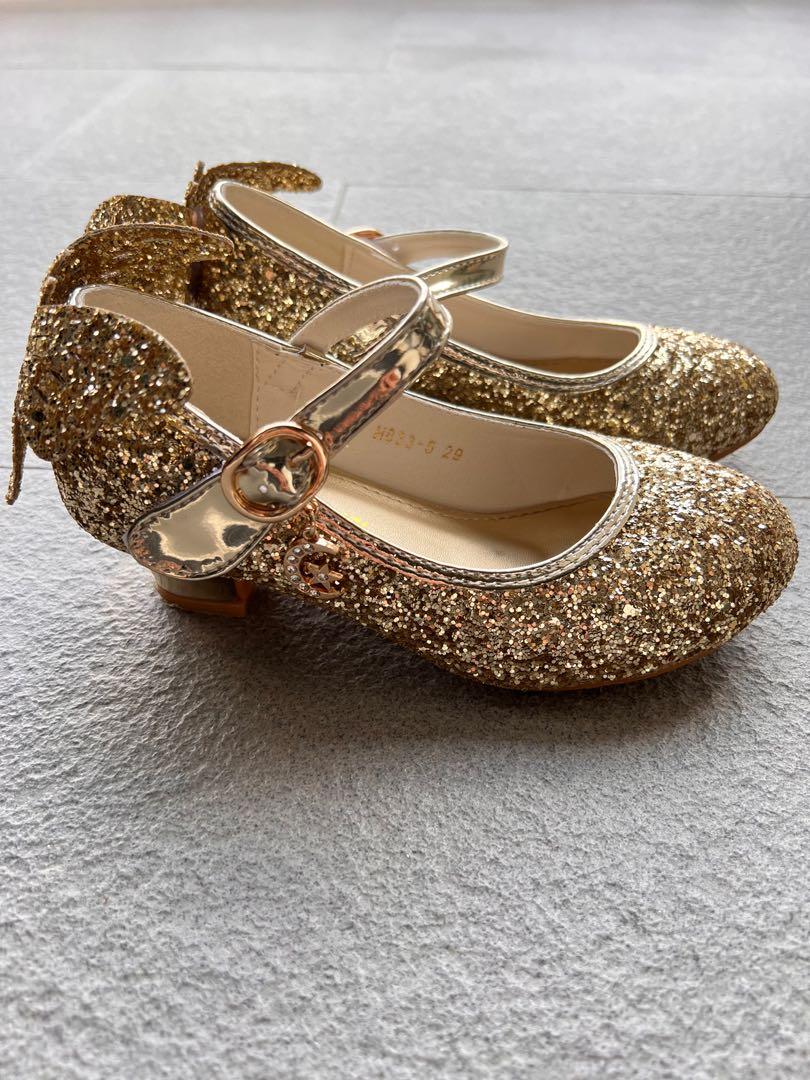 Girls gold clearance glitter heels